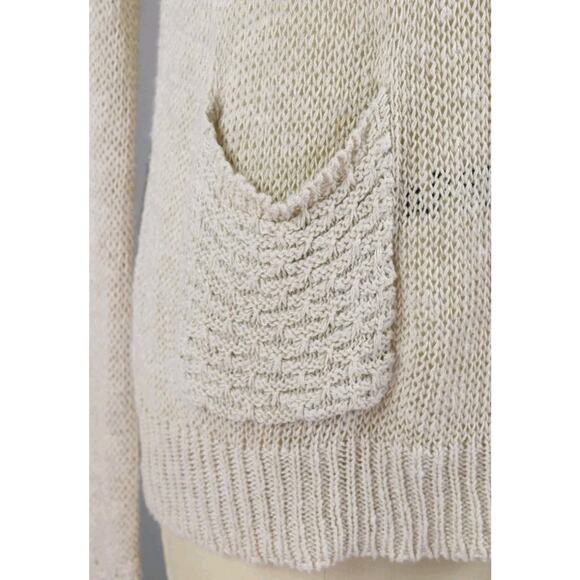 Sparrow By Anthropologie Sweater Cream Open Knit Sz L Coastal Fisherman Linen - Picture 4 of 9